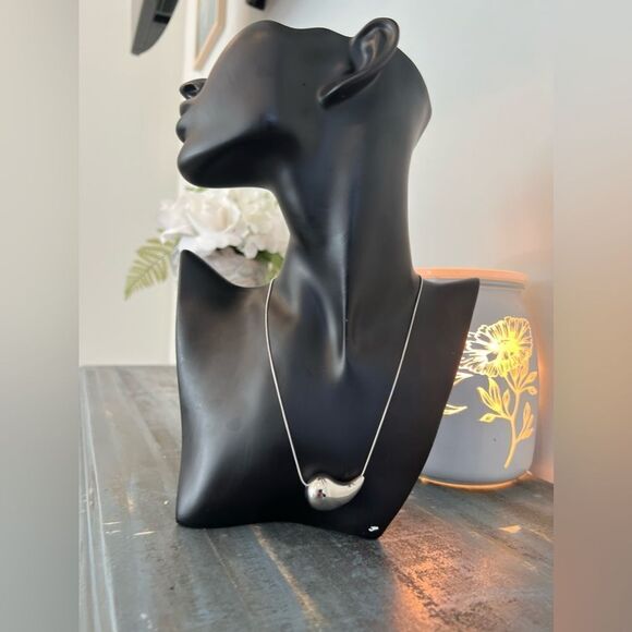 Silver Teardrop Pendant Necklace - Picture 7 of 13